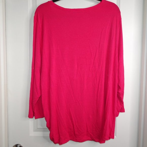 NWT Sejour Nordstrom Pink Plus Size Long Sleeve Tee Blouse - Picture 2 of 6